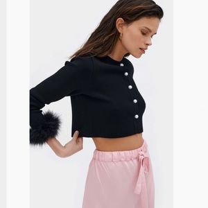 NWT knitted cardigan with detachable feathers